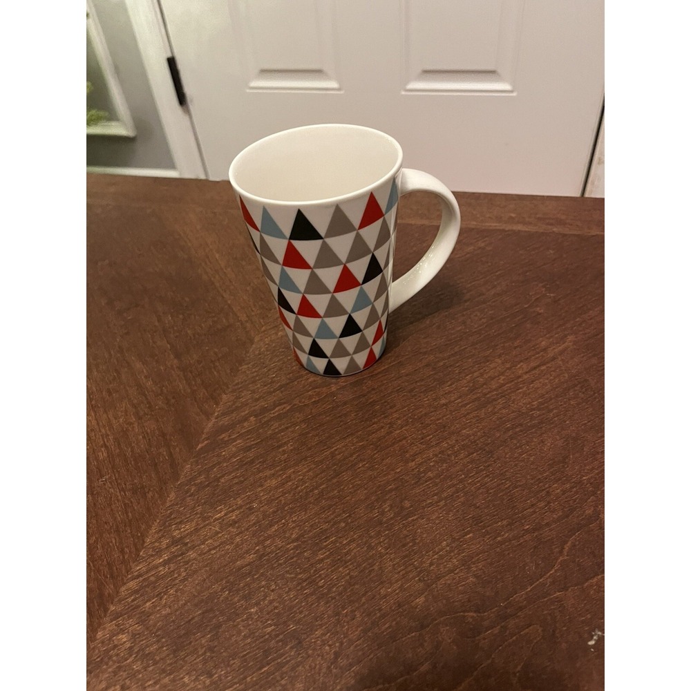 Geometric Triangle / Christmas Trees Tall Ceramic Starbucks Coffee Cup 12floz